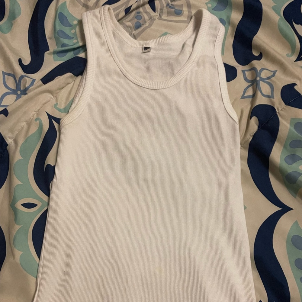 this is a plain white tank top. Goes with everything! Perfect for any outfit.